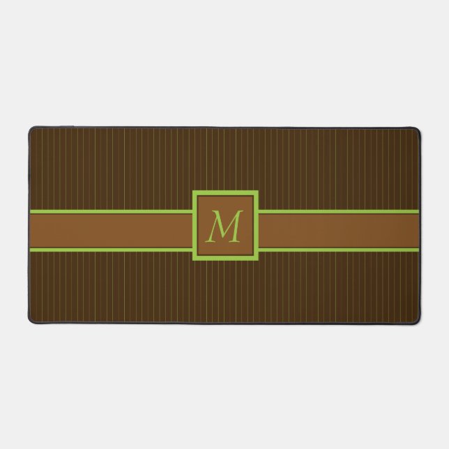 Chocolate with Lime Pinstripes Desk Mat (Front)