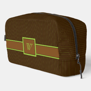 Chocolate with Lime Pinstripes Dopp Kit