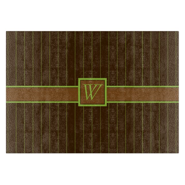 Chocolate with Lime Pinstripes Glass Cutting Board (Front)