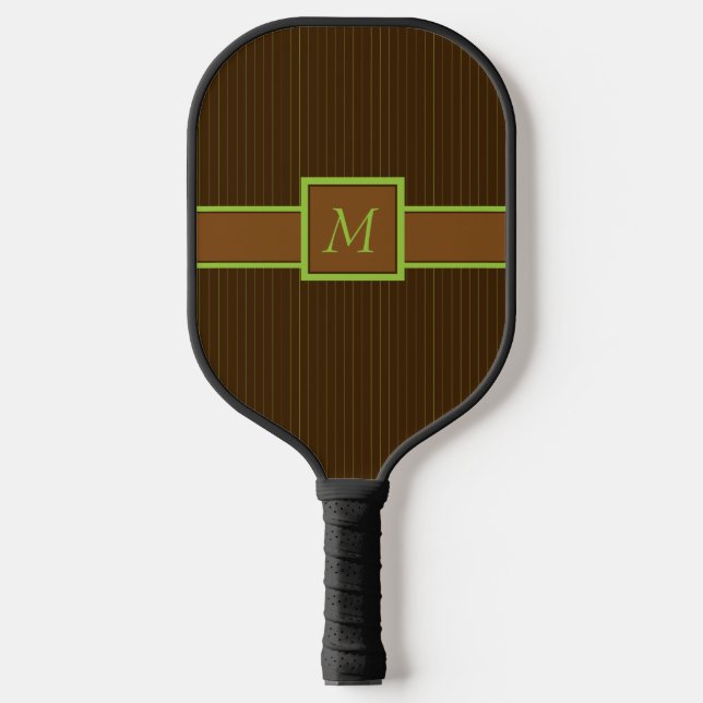 Chocolate with Lime Pinstripes Pickleball Paddle (Front)