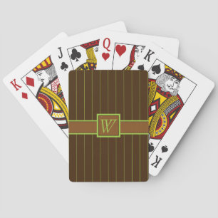 Chocolate with Lime Pinstripes Playing Cards