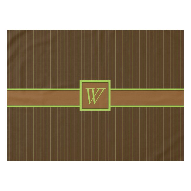 Chocolate with Lime Pinstripes Tablecloth (Front (Horizontal))
