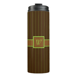 Chocolate with Lime Pinstripes Thermal Tumbler