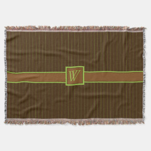 Chocolate with Lime Pinstripes Throw Blanket
