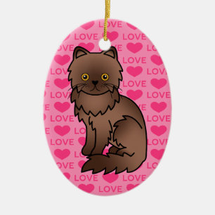 Chocolate With Orange Eyes Persian Cat Love Ceramic Tree Decoration