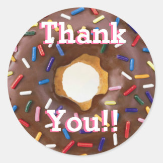 Chocolate with Sprinkles Doughnut  Birthday Thank  Classic Round Sticker