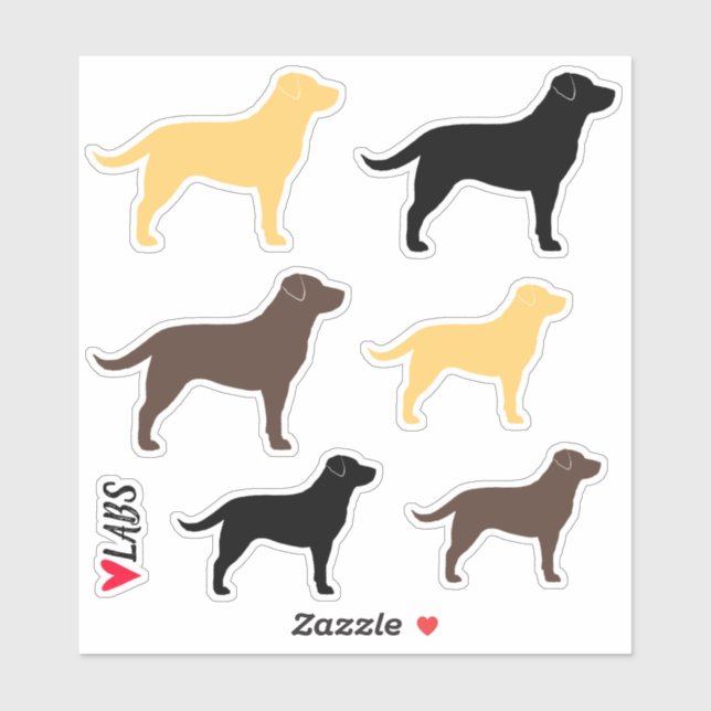 Chocolate, Yellow, and Black Labradors Sticker Set (Sheet)