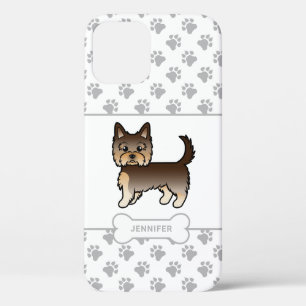 Chocolate Yorkie With Paws, Dog Bone & Name iPhone 12 Case