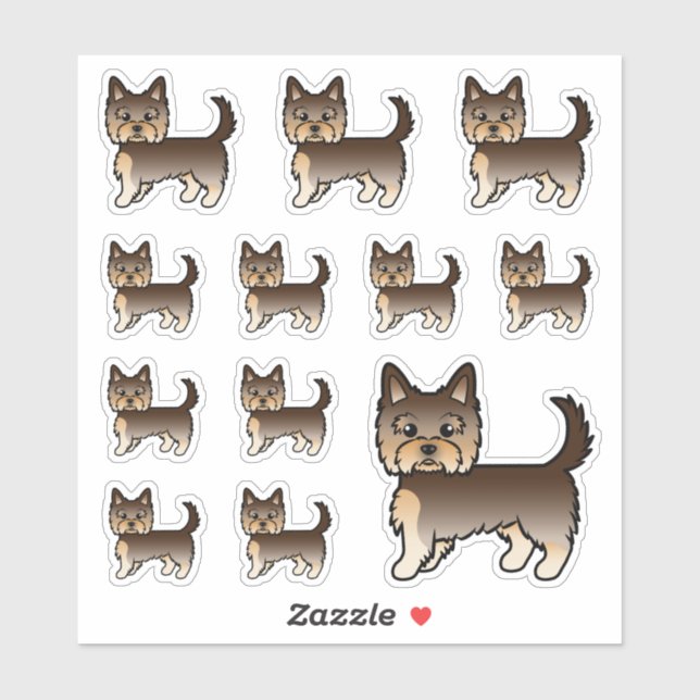 Chocolate Yorkshire Terrier Cartoon Dogs (Sheet)