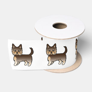 Chocolate Yorkshire Terrier Cartoon Dogs Satin Ribbon