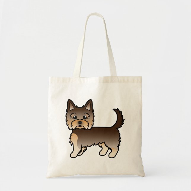 Chocolate Yorkshire Terrier Yorkie Cartoon Dog Tote Bag (Front)