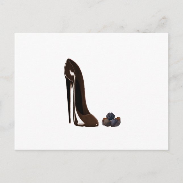 Chocolates and stiletto shoe postcard (Front)