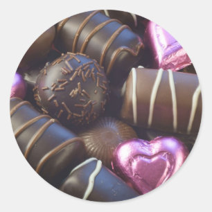 chocolates with pink foil classic round sticker