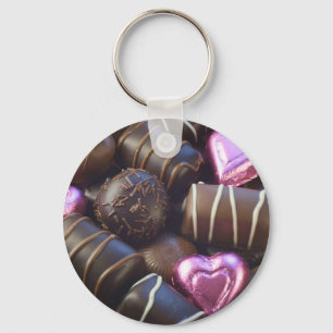 chocolates with pink foil key ring