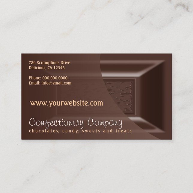 Chocolatier Business Cards Creamy Dark Chocolate (Front)