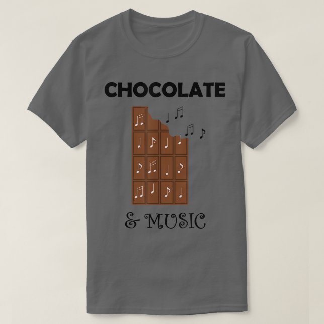 Chocolatier Dark Chocolate Lover Music Notes Music T-Shirt (Design Front)