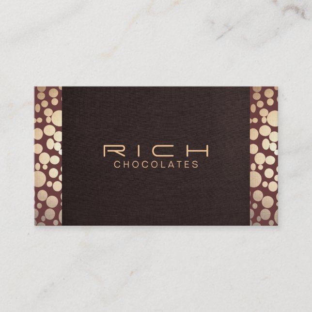 Chocolatier Elegant Brown and Gold Business Card (Front)