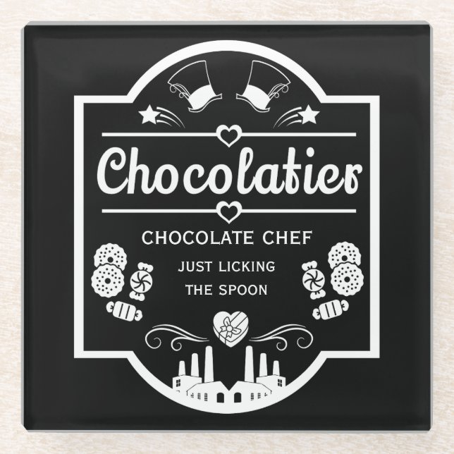 Chocolatier Maker Glass Coaster (Front)