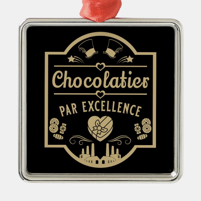 Chocolatier Maker Metal Tree Decoration (Front)
