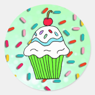 Chocolats Cupcake with Candy Sprinkles Classic Round Sticker