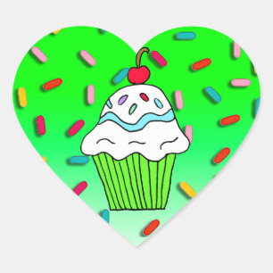 Chocolats Cupcake with Candy Sprinkles Heart Sticker