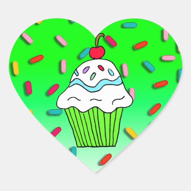 Chocolats Cupcake with Candy Sprinkles Heart Sticker (Front)