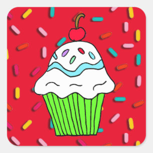 Chocolats Cupcake with Candy Sprinkles Square Sticker