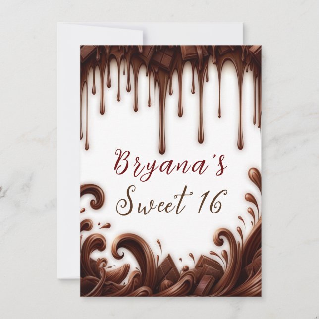 Chocolaty Drips Chocolate Party Birthday  Invitation (Front)