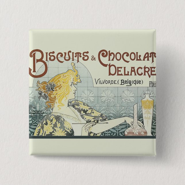 Chocoloate Art Nouveau Woman 15 Cm Square Badge (Front)