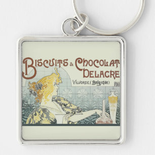 Chocoloate Art Nouveau Woman Key Ring