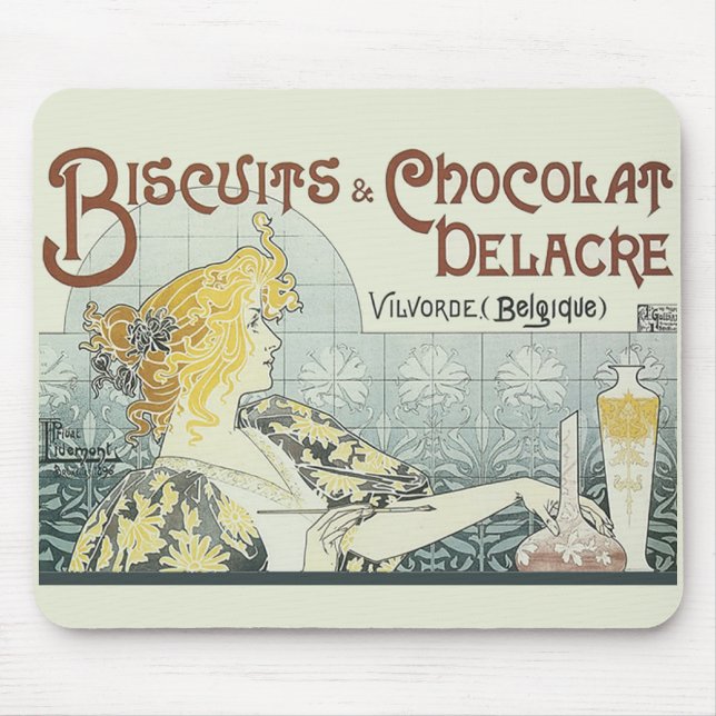 Chocoloate Art Nouveau Woman Mouse Mat (Front)