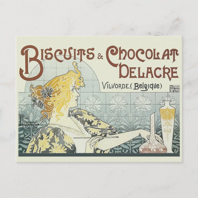 Chocoloate Art Nouveau Woman Postcard (Front)