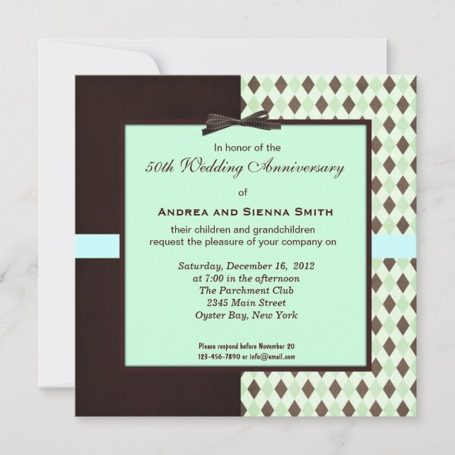 ChocoMint 50th Wedding Anniversary Invitation (Front)