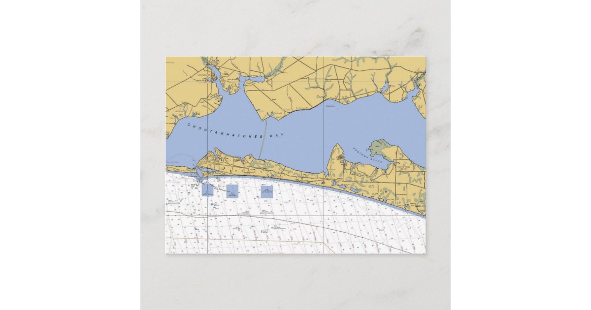 Choctawhatchee Bay, FL Nautical Chart Postcard Zazzle