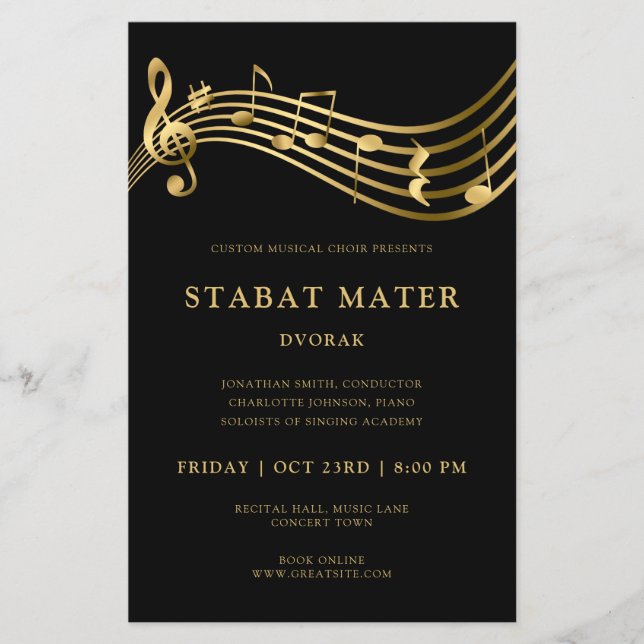 Choir Concert Flyer Template Elegant Music Notes (Front)