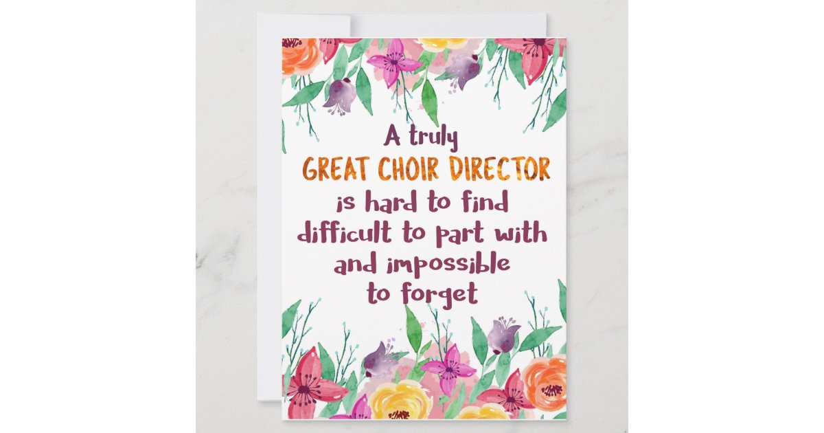Choir Director Chorus teacher Appreciation Gift Card Zazzle