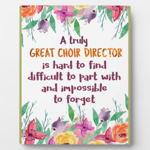 Choir Director Chorus teacher Appreciation Gift Plaque