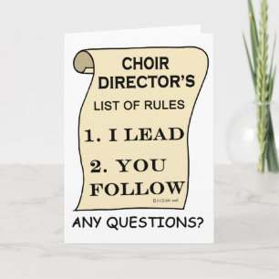 Choir Director List Of Rules Card