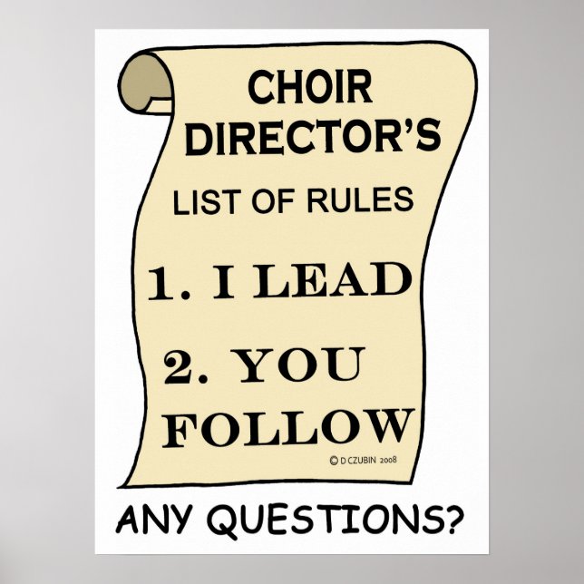 Choir Director List of Rules Poster (Front)