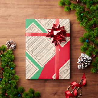 choir hymns vintage sqrbll Christmas  Wrapping Paper
