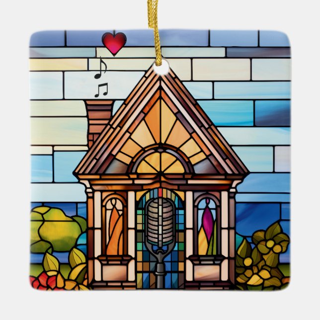 Choir of the Earth - Little House Stained Glass - Ceramic Ornament (Front)