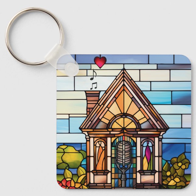 Choir of the Earth - Little House Stained Glass -  Key Ring (Front)