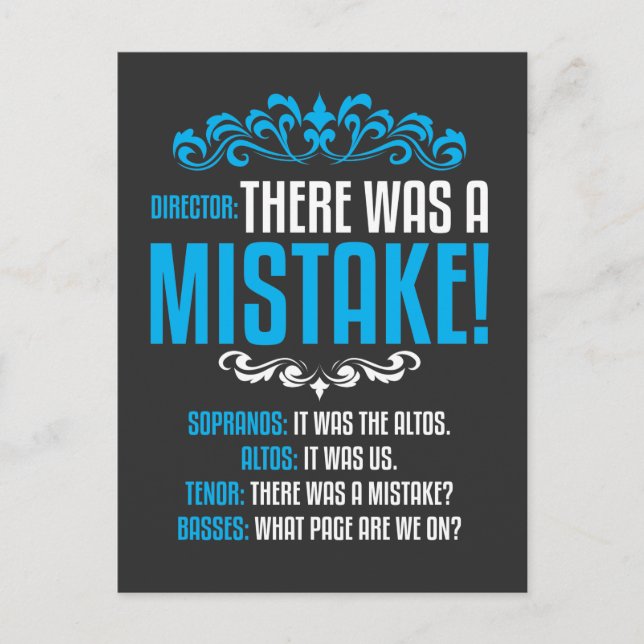 Choir Singer Musical Music Director Soprano Alto T Postcard (Front)