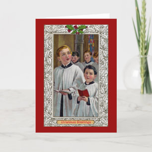 Choirboys Singing Christmas Carols Holiday Card