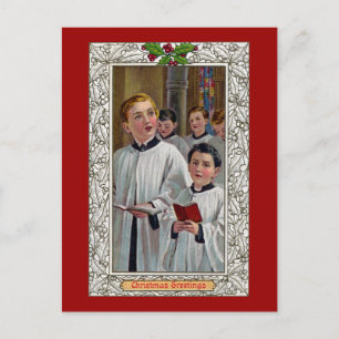 Choirboys Singing Christmas Carols Holiday Postcard