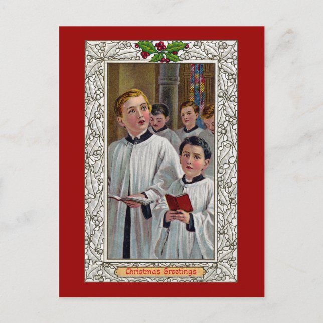 Choirboys Singing Christmas Carols Holiday Postcard (Front)