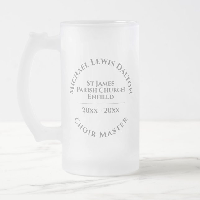Choirmaster Frosted Glass Beer Mug (Left)