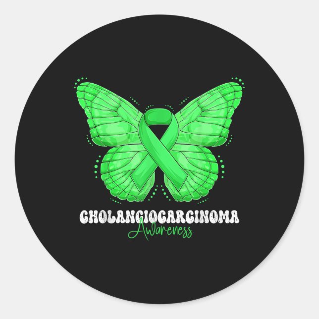 Cholangiocarcinoma Awareness Month Green Ribbon Bu Classic Round Sticker (Front)