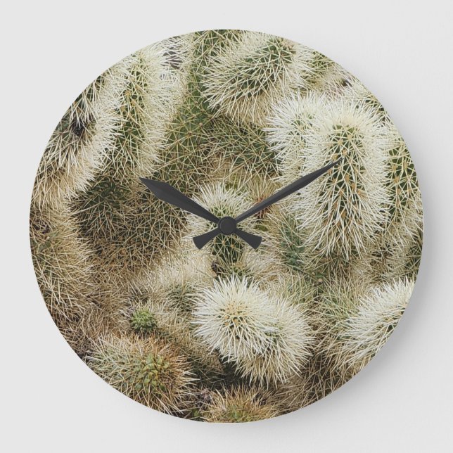Cholla jumping Cactus Photo Large Clock (Front)