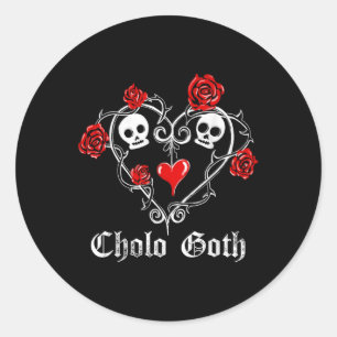 Cholo Goth Heart Skull Rose Thorns Gothic Tattoo  Classic Round Sticker